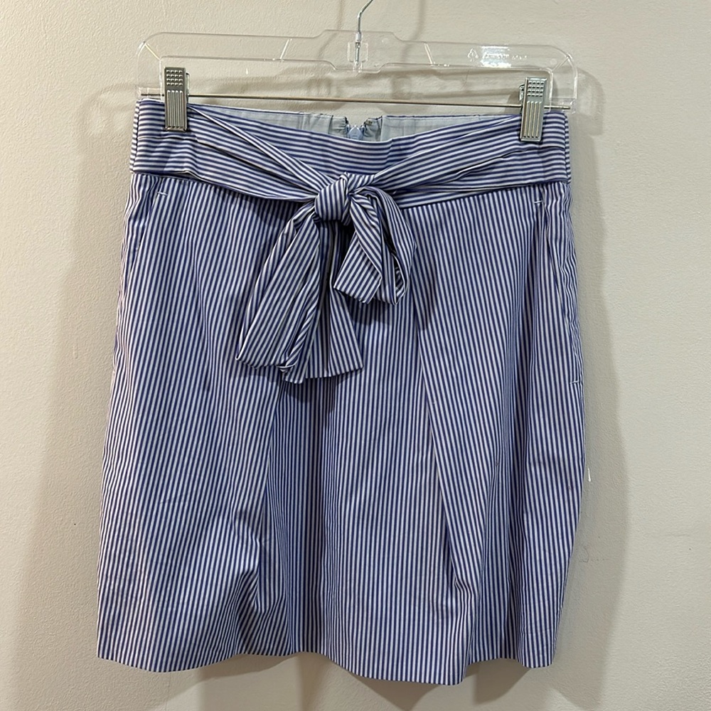 Jcrew mini skirt tie front banking stripe size 2
